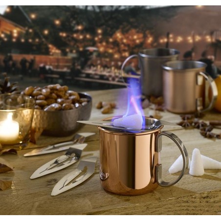 TAZAS "MOSCOW MULE" COBRE BRILLANTE Y SET PARA PONCHE CALIENTE  APS 65071
