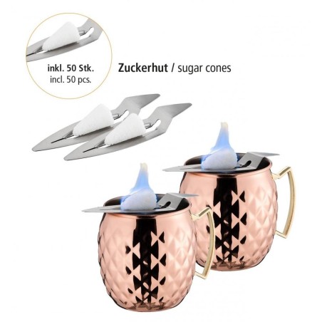 TAZAS "MOSCOW MULE" COBRE MARTILLADO Y SET PARA PONCHE APS 65072