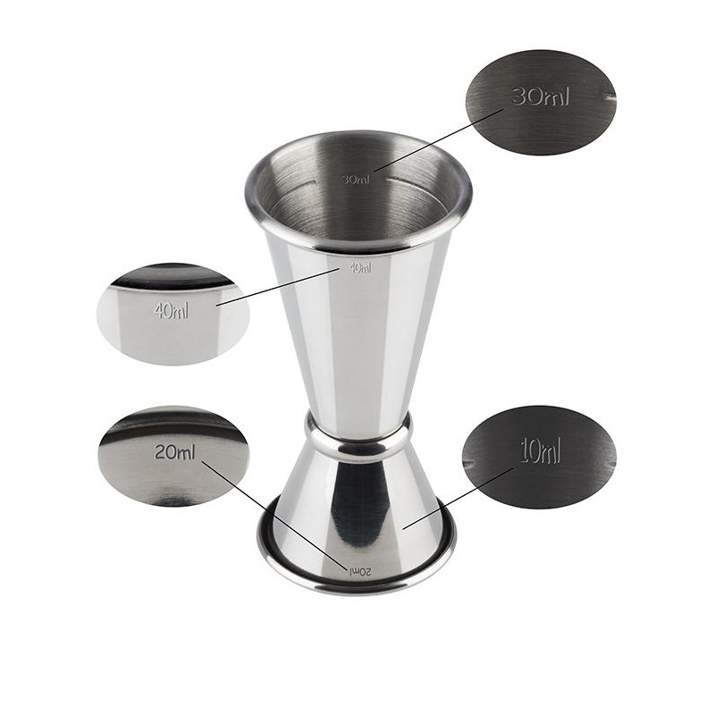 MEDIDOR JIGGER (20/40 ml) ACERO INOXIDABLE  PULIDO APS 93351