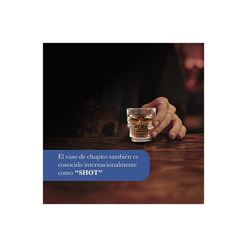 Set de calavera. Caja+Tiki vaso+4 chupitos calavera