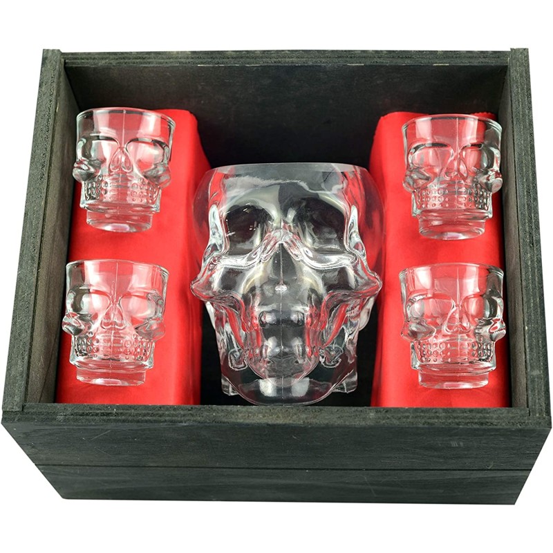 Set de calavera. Caja+Tiki vaso+4 chupitos calavera