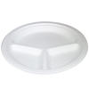 Platos 3 compartimentos de caña de azúcar blanco (1 pack de 50 unidades) Ø26 cm