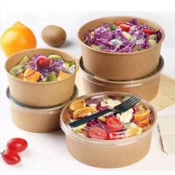 Ensaladera de cartón kraft con tapa 1100 ml: Sostenibilidad y estilo.