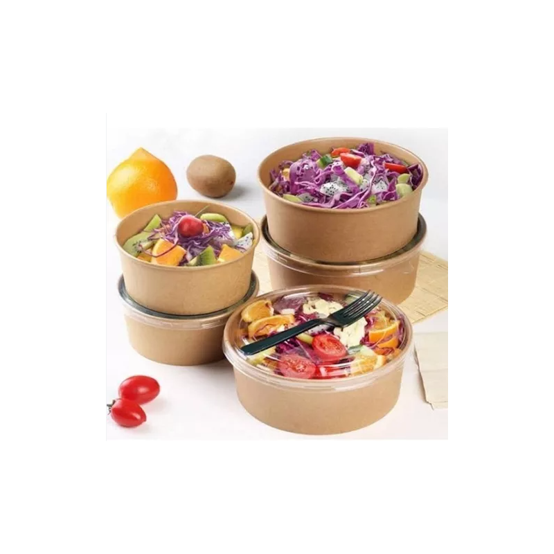 Ensaladera de cartón kraft con tapa 1100 ml: Sostenibilidad y estilo.