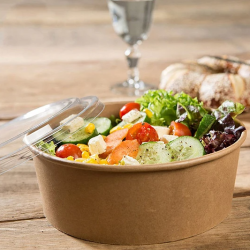 Ensaladera de cartón kraft con tapa 500 ml: Sostenibilidad y estilo.