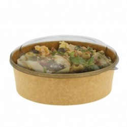 Ensaladera de cartón kraft con tapa 500 ml: Sostenibilidad y estilo.