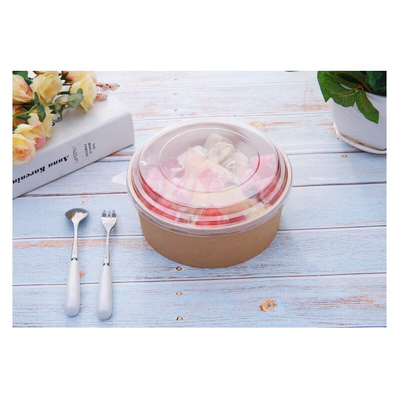 Ensaladera de cartón kraft con tapa 500 ml: Sostenibilidad y estilo.