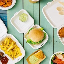 Tupper para hamburguesas de caña de azúcar blanco, capacidad 480 ML