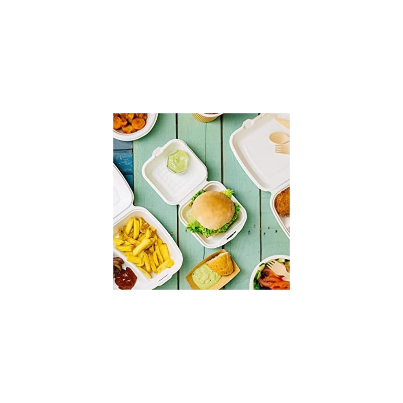 Tupper para hamburguesas de caña de azúcar blanco, capacidad 480 ML