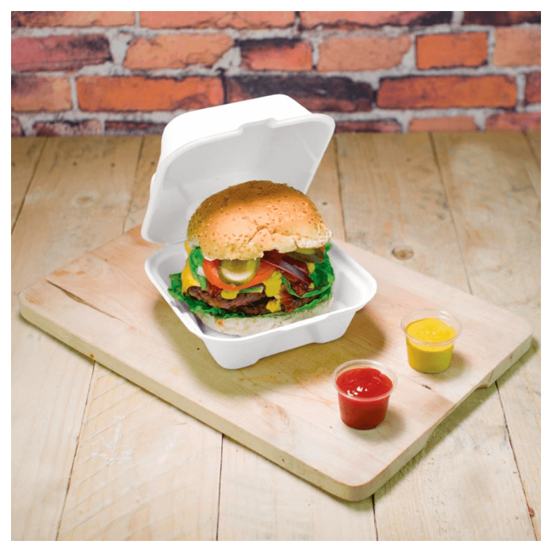 Tupper para hamburguesas de caña de azúcar blanco, capacidad 480 ML