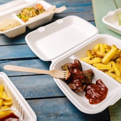 Tupper con dos compartimentos en caña de azúcar blanco de 1L