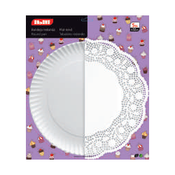 5 Bandejas Ø32cm+5 Blondas Redondas Ø34cm.Producto de Calidad 