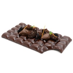 PLATO CON FORMA DE TABLETA DE CHOCOLATE NEGRO 25X13X2 CM 100% CHEF