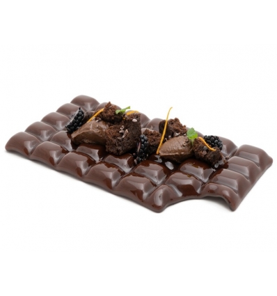 PLATO CON FORMA DE TABLETA DE CHOCOLATE NEGRO 25X13X2 CM 100% CHEF 240/0045