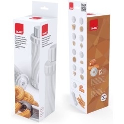 CHURRERA A ROSCA Y MÁQUINA DE GALLETAS CON 12 DISCOS IBILI 687400