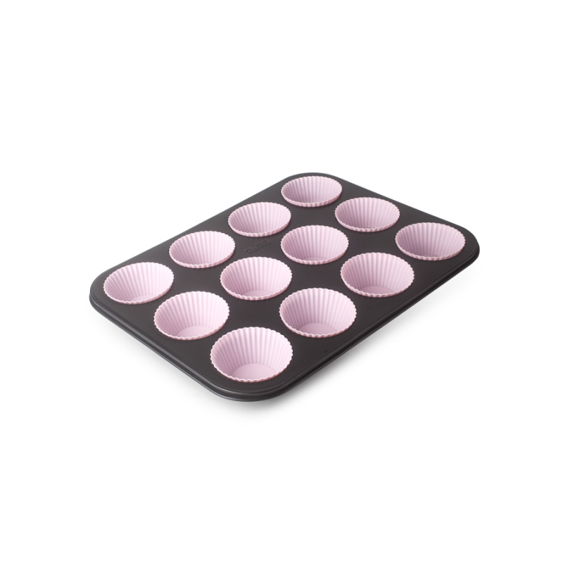 MOLDES MUFFIN 12 CAVIDADES 12 CAPSULAS  39X27X3.5CM 6 UNIDADES DE IBILI 827000
