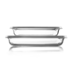 MOLDES PARA EL HORNO RECTANGULARES DE KRISTALL CON TAPA 30.5X18.6X5.3CM 1.6L 4 UNIDADES DE IBILI 687730