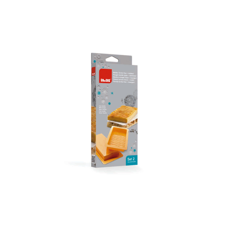 SET 2 MOLDES TURRON (LISO+ROMBOS) 23X10X2CM 6 UNIDADES DE IBILI 793500