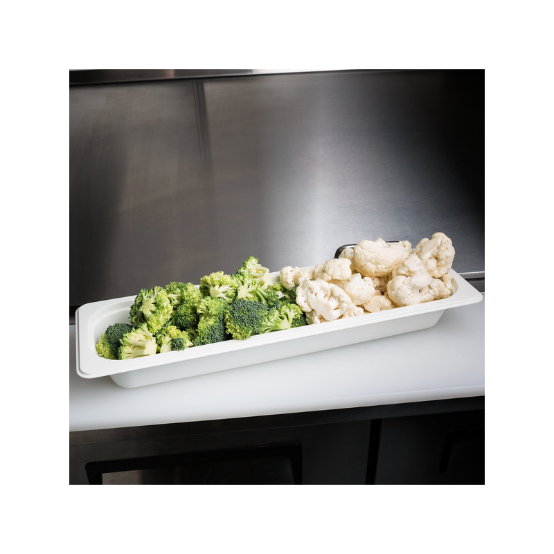 Cubeta GN 1/2 largo de policarbonato blanca 16.2x53x6.5 cm.Capacidad 3L