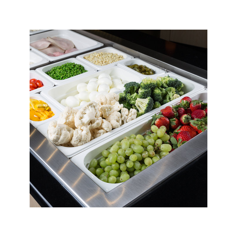 Cubeta GN 1/2 largo de policarbonato blanca 16.2x53x6.5 cm.Capacidad 3L