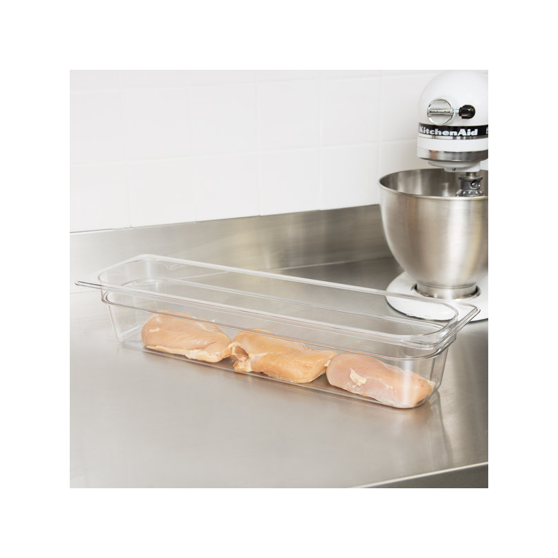 Cubeta GN 1/2 largo de policarbonato transparente16.2 x 53 x 10 cm Capacidad 5 L