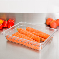 Cubeta GN 1/2 de policarbonato transparente 26.5x32.5x6,5cm. Capacidad 3.9 L
