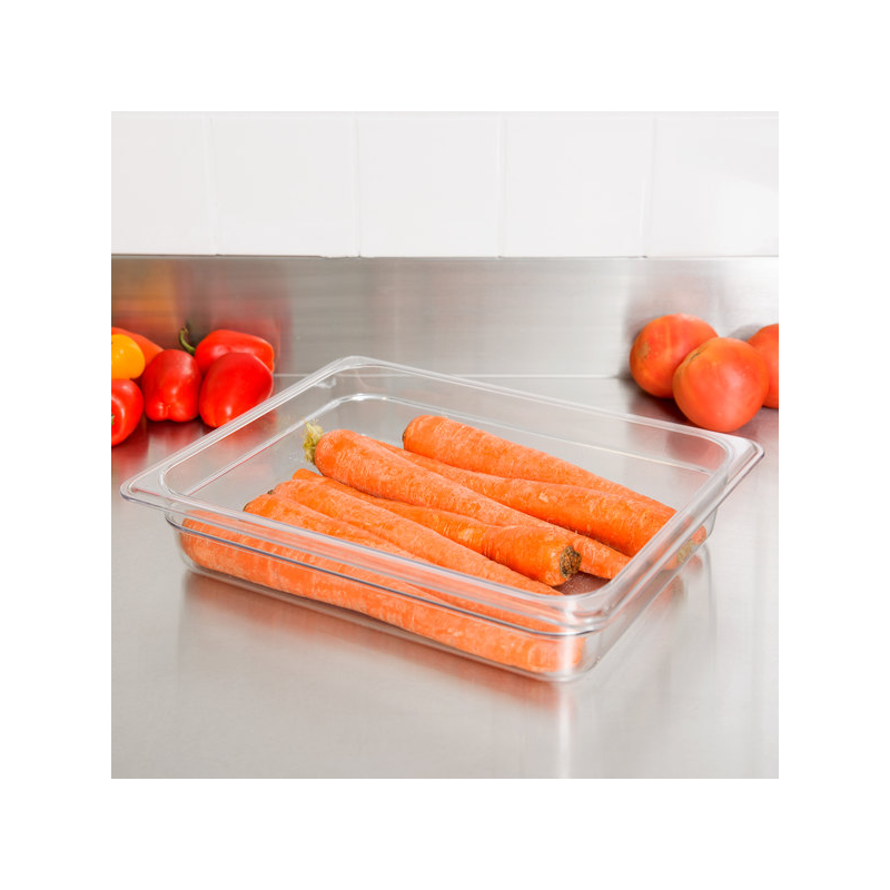 Cubeta GN 1/2 de policarbonato transparente 26.5x32.5x6,5cm. Capacidad 3.9 L