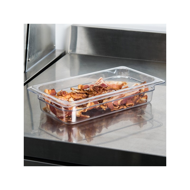 Cubeta GN 1/3 de policarbonato transparente 17.6x32.5x6.5 cm Capacidad 2.4 L