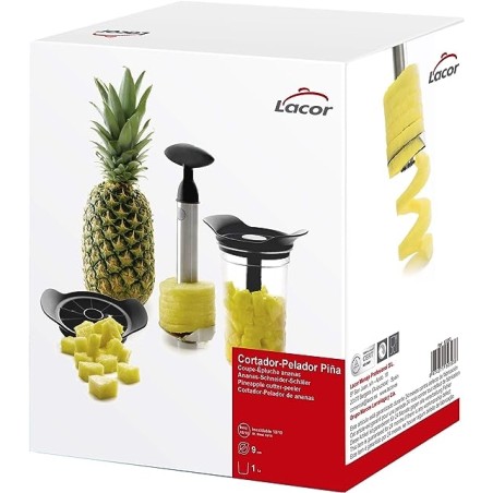 Cortador - pelador de piña. Juego compelto con bote. Lacor 60393