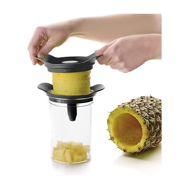 Cortador - pelador de piña. Juego compelto con bote. Lacor 60393