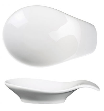 Miniatura tipo cucharilla china porcelana Blanco con asas Ambiente 12x8x2,5 cm. STRAUSS 01340001 (24unidades)