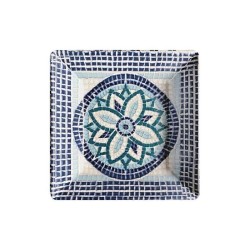 Plato hondo cuadrado stoneware decoración Mayolica 18x18x5 cm. B2770Y2-2 (6 unidades)