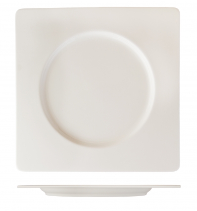 Plato llano cuadrado porcelana Blanco Glubel Square 25,5x25,5 cm. B'GHEST 01170057 (6 unidades)