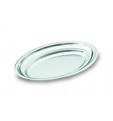 Oval satin-finish steel tray (18% stainless steel) Dimensions: 45X29 cm. LACOR 62845 (1 unit)