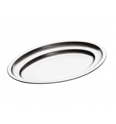 Bandeja oval de acero inoxidable 18% Dimensiones: 70x45 cm. INOXIBAR 59054 (1 unidad)