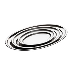 Bandeja ovalada de acero inoxidable 30 cm INOXIBAR || Hostelería