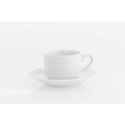 Tazas de Café Moka en Porcelana Blanca Grabada Escorial (Juego de 6)