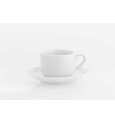 Escorial gravierte Mokka-Kaffeetasse aus weißem Porzellan. Fassungsvermögen: 10 cl. Vista Alegre 21078462 (6 Einheiten)