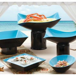 Ensaladera oval negra-azul melamina 50.8X25.4X15.2 cm