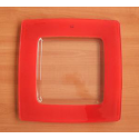 Plato rectangular con cenefa roja e interior transparente 33x33 cm VETRI DELLE VENEZIE 60567