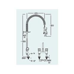 Grifo de Ducha Industrial 2 Aguas con Dos Soportes | Edenox
