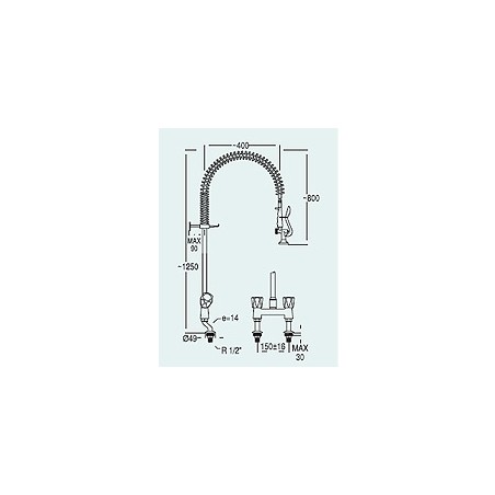 Grifo de Ducha Industrial 2 Aguas con Dos Soportes | Edenox