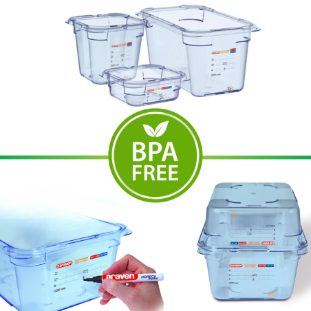 Cubeta de ABS Sin BPA GN 1/1 (530x325 mm) Altura 65 mm. 8,35L - Araven 7826