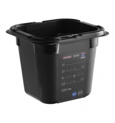 ARAVEN 47798 CUBETA SIN BPA GN1/6 150MM 2,1L NEGRA