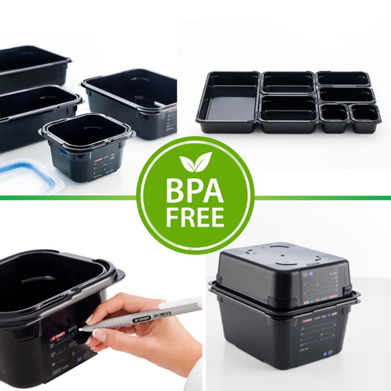 Cubeta ABS mesa fría sin BPA GN 1/1 (530x325 mm) 200 mm. Araven 47835.