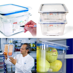 Hermético de policarbonato GN 1/4 (265x162 mm) Altura 150 mm. 3,3 L