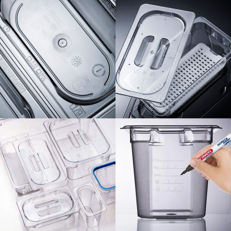 Cubeta basic de policarbonato GN 2/4 (530x162 mm) Altura 150 mm.