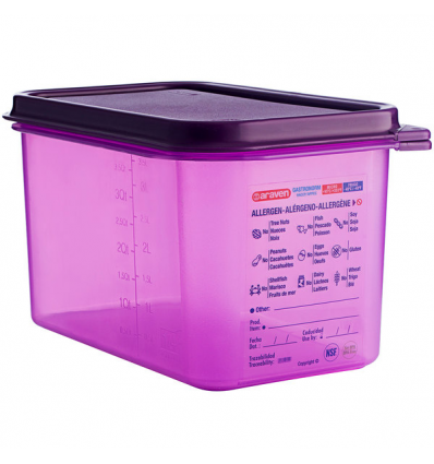 Hermético de polipropileno Antialérgenos Sin BPA GN 1/3 (325x176mm) Altura 150mm. 6L. Araven 61393