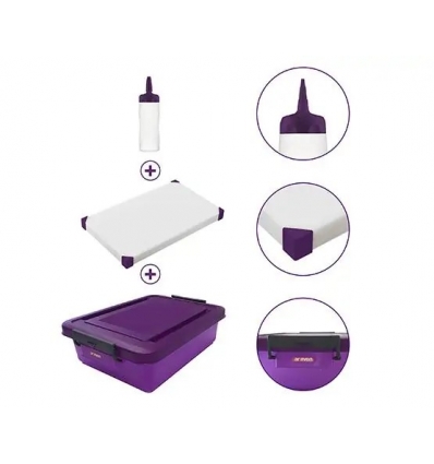 Kit antialérgenos (cubeta con tapa+dosificador salsas+tabla de corte) Araven 68001