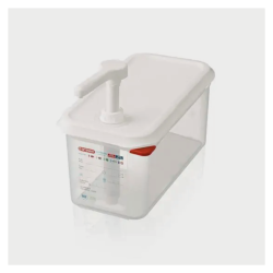 Dispensador salsas GN 1/4 polipropileno libre BPA 4,3L Araven 3787.